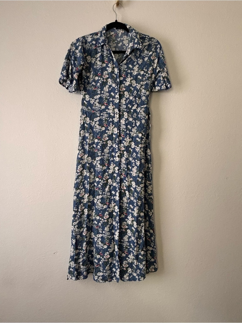 Trendyol Blue Floral Maxi Shirt Dress